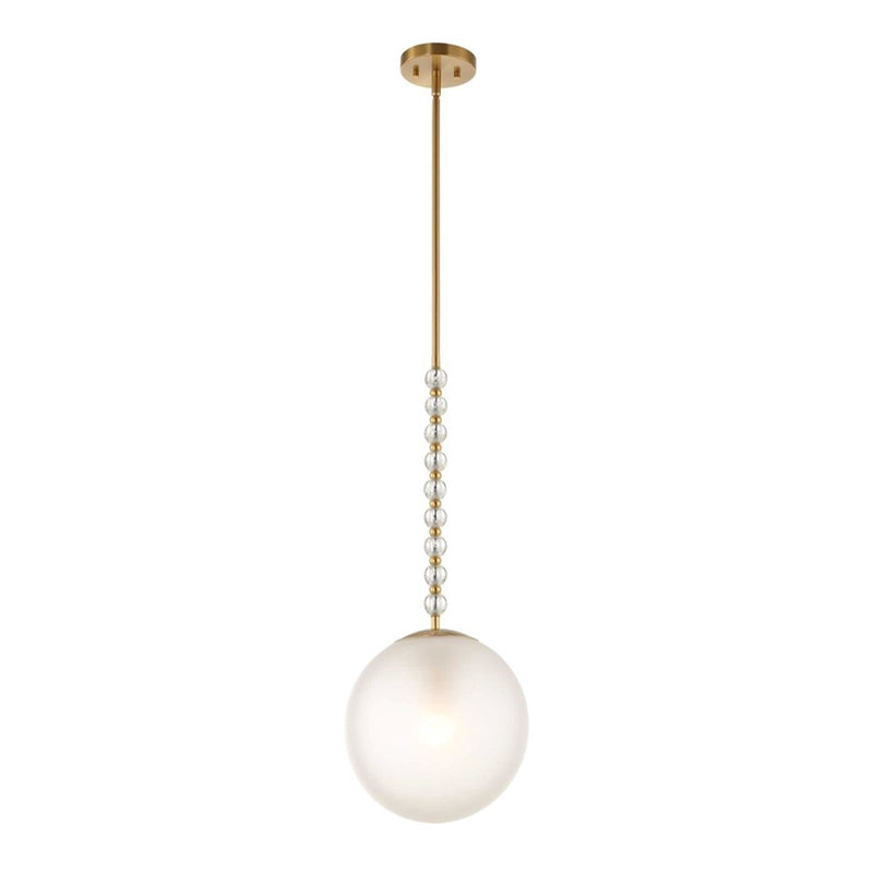 Uttermost Ripple 1 Light Frost Glass Pendant, Warm Brass