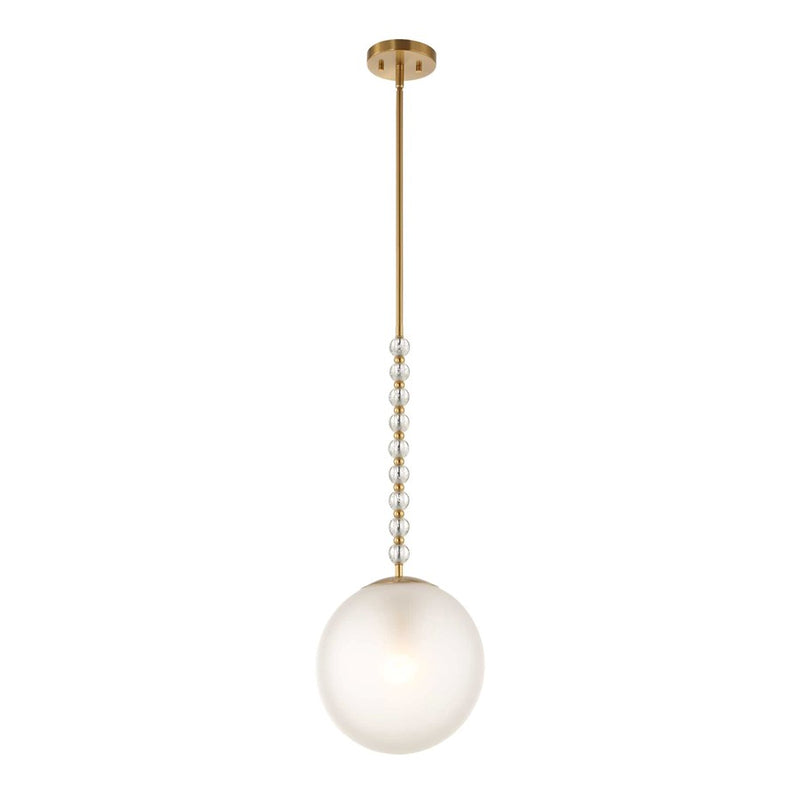 Uttermost Ripple 1 Light Frost Glass Pendant, Warm Brass