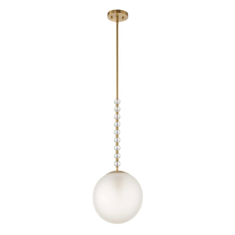 Uttermost Ripple 1 Light Frost Glass Pendant, Warm Brass