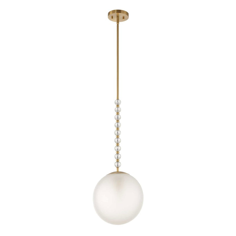 Uttermost Ripple 1 Light Frost Glass Pendant, Warm Brass