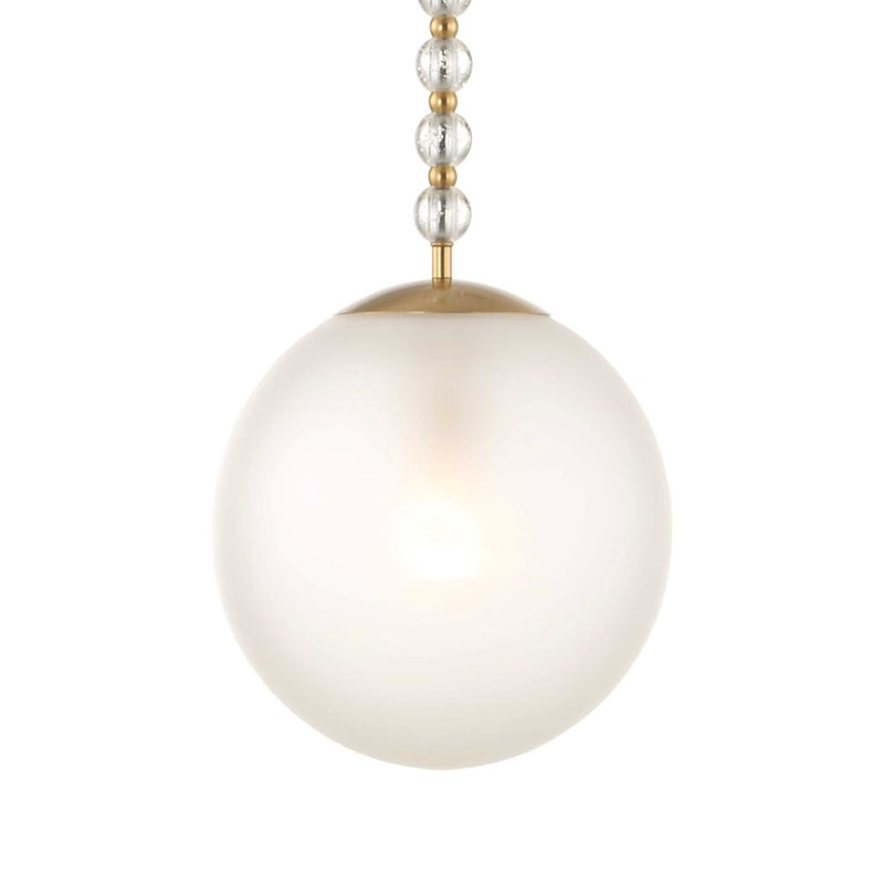 Uttermost Ripple 1 Light Frost Glass Pendant, Warm Brass
