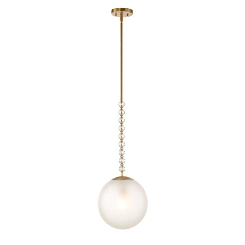 Uttermost Ripple 1 Light Frost Glass Pendant, Warm Brass