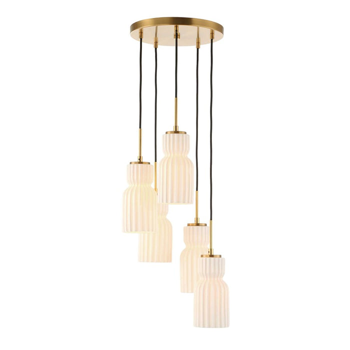 Uttermost Vanier 5 Light Cluster Pendant, Warm Brass - 21645