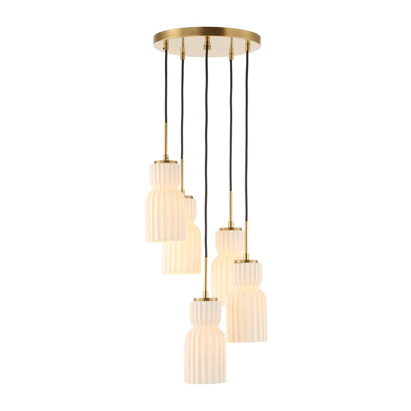 Uttermost Vanier 5 Light Cluster Pendant, Warm Brass
