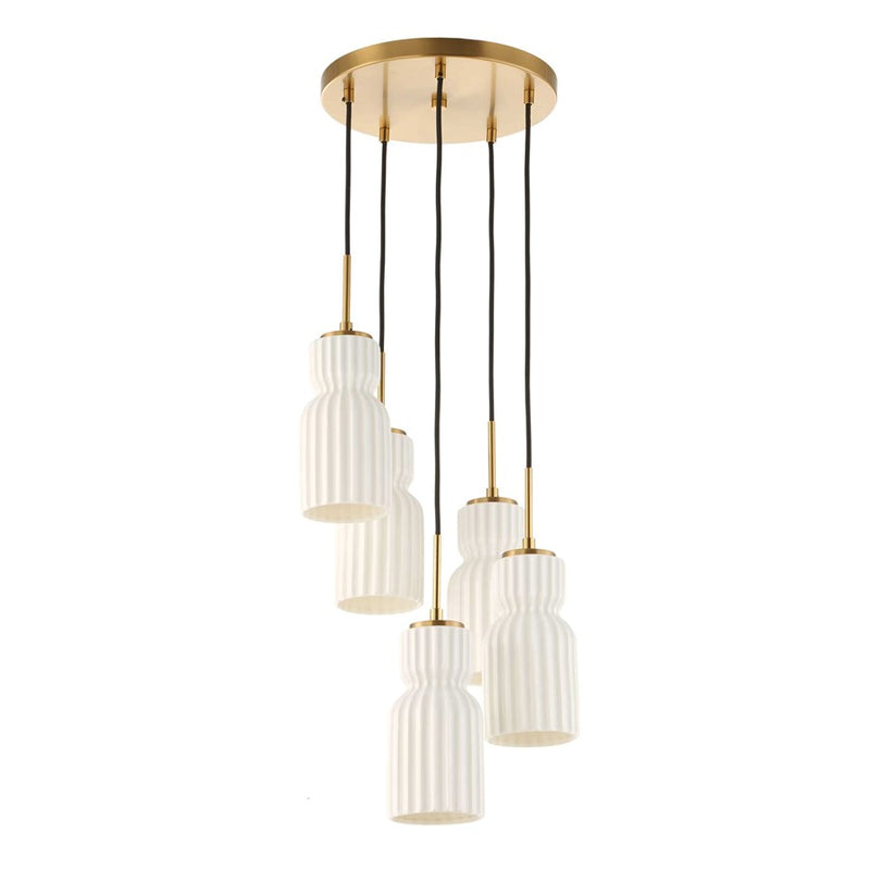 Uttermost Vanier 5 Light Cluster Pendant, Warm Brass