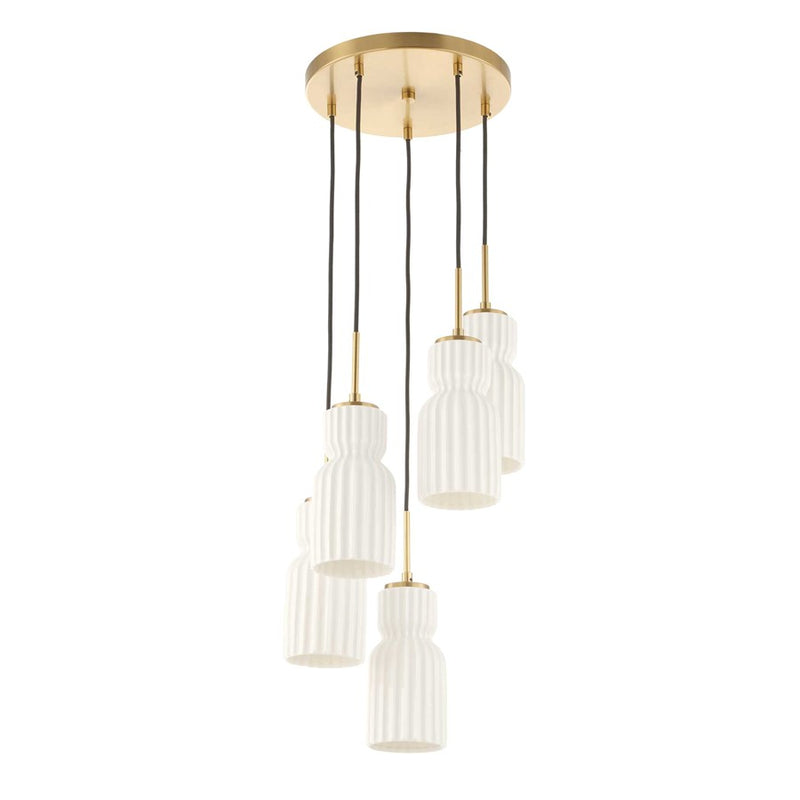 Uttermost Vanier 5 Light Cluster Pendant, Warm Brass