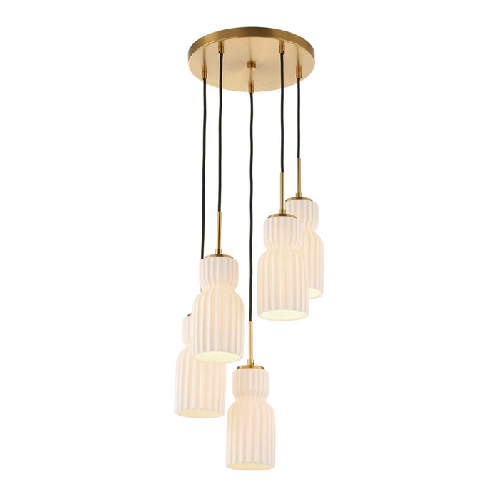 Uttermost Vanier 5 Light Cluster Pendant, Warm Brass
