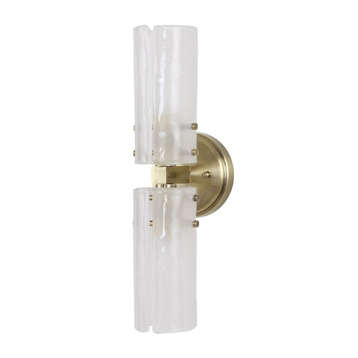 Uttermost Mistie 2 Light Glass Sconce, Antique Brass