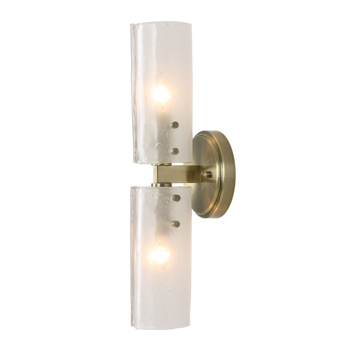 Uttermost Mistie 2 Light Glass Sconce, Antique Brass