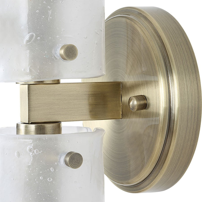 Uttermost Mistie 2 Light Glass Sconce, Antique Brass