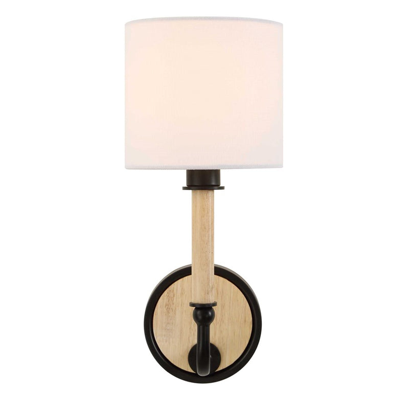 Uttermost Franconia 1 Light Wooden Sconce, Matte Black