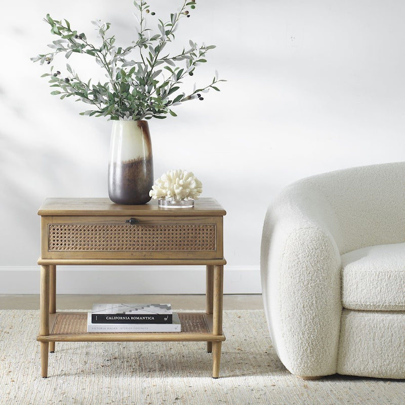Uttermost Coast Tattan Cane Side Table, Soft Oak Stain - 22917