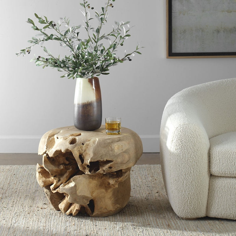 Uttermost Sola Handcrafted Side Table, Bleached Teak