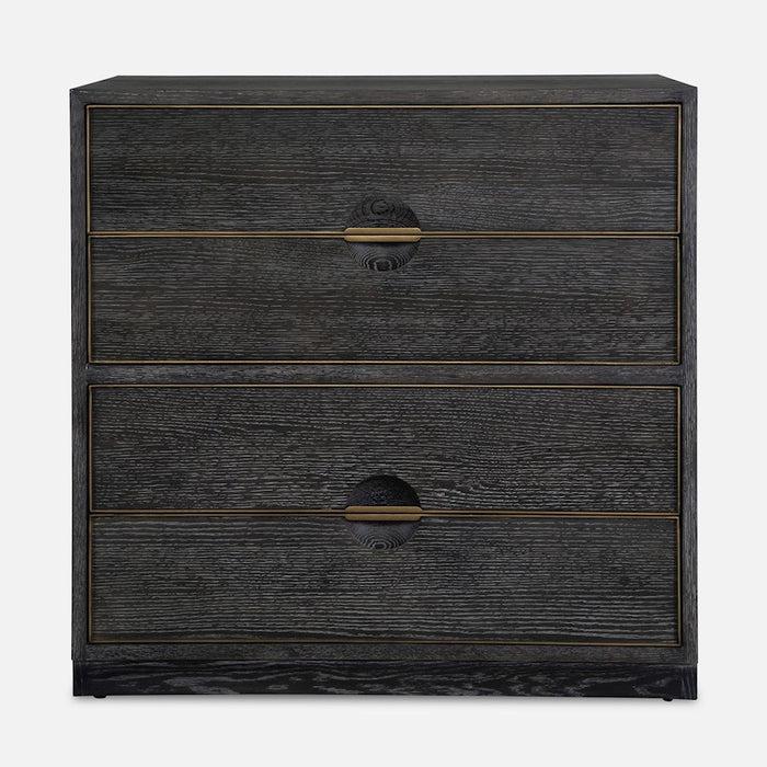 Uttermost Besos 4 Drawer Chest, Walnut/Oak/Brass - 22930
