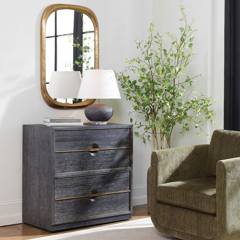 Uttermost Besos 4 Drawer Chest, Walnut/Oak/Brass