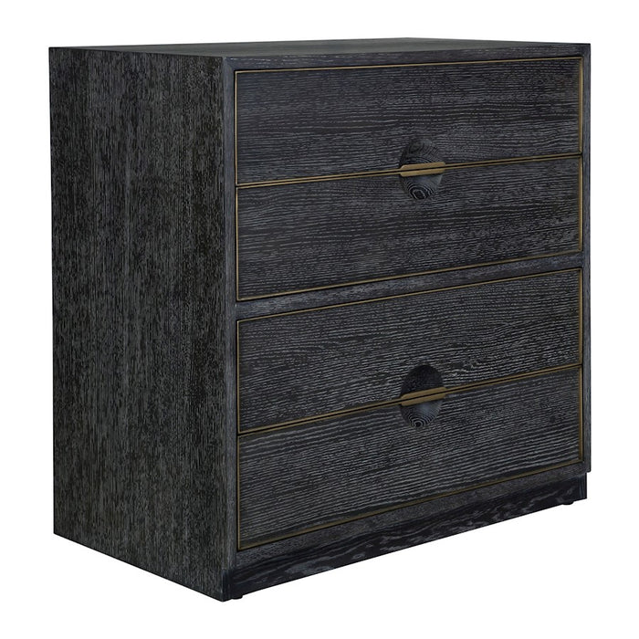 Uttermost Besos 4 Drawer Chest, Walnut/Oak/Brass