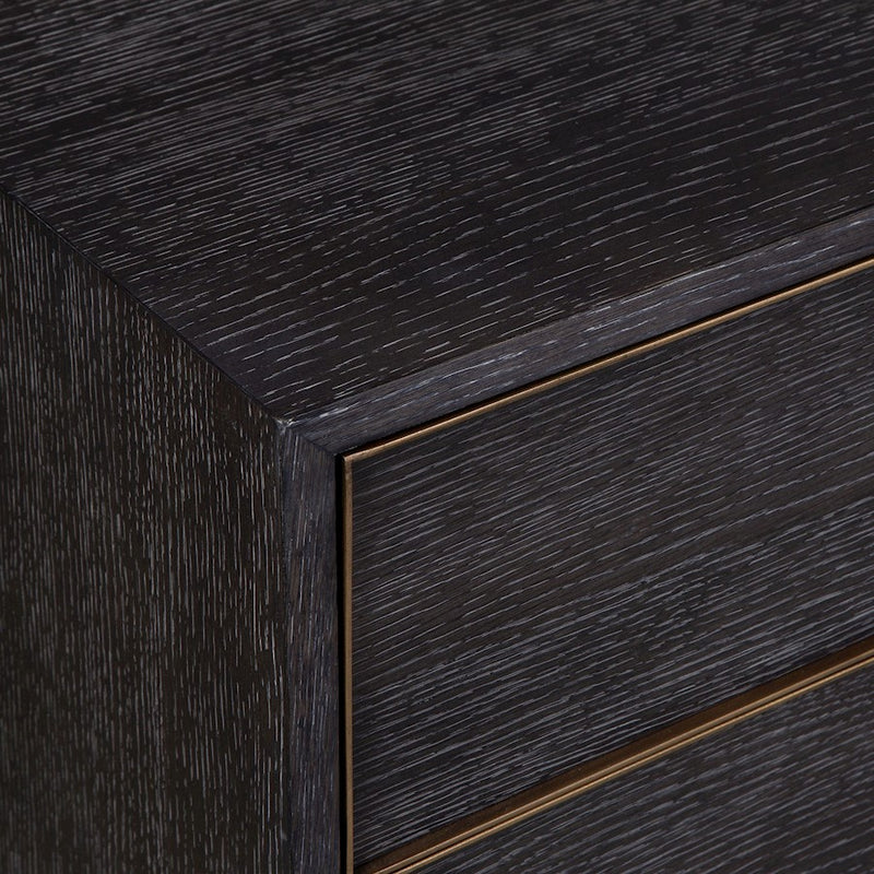 Uttermost Besos 4 Drawer Chest, Walnut/Oak/Brass