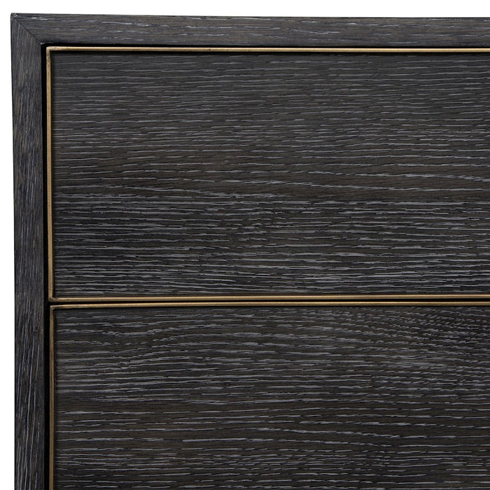 Uttermost Besos 4 Drawer Chest, Walnut/Oak/Brass