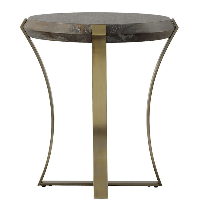 Uttermost Unite Leg Wood Side Table, Plated Brushed Brass