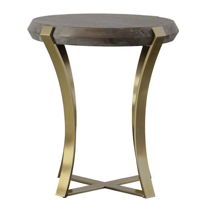 Uttermost Unite Leg Wood Side Table, Plated Brushed Brass