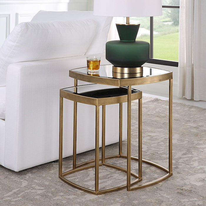 Uttermost Vista Nesting Tables, Set Of 2, Antique Gold