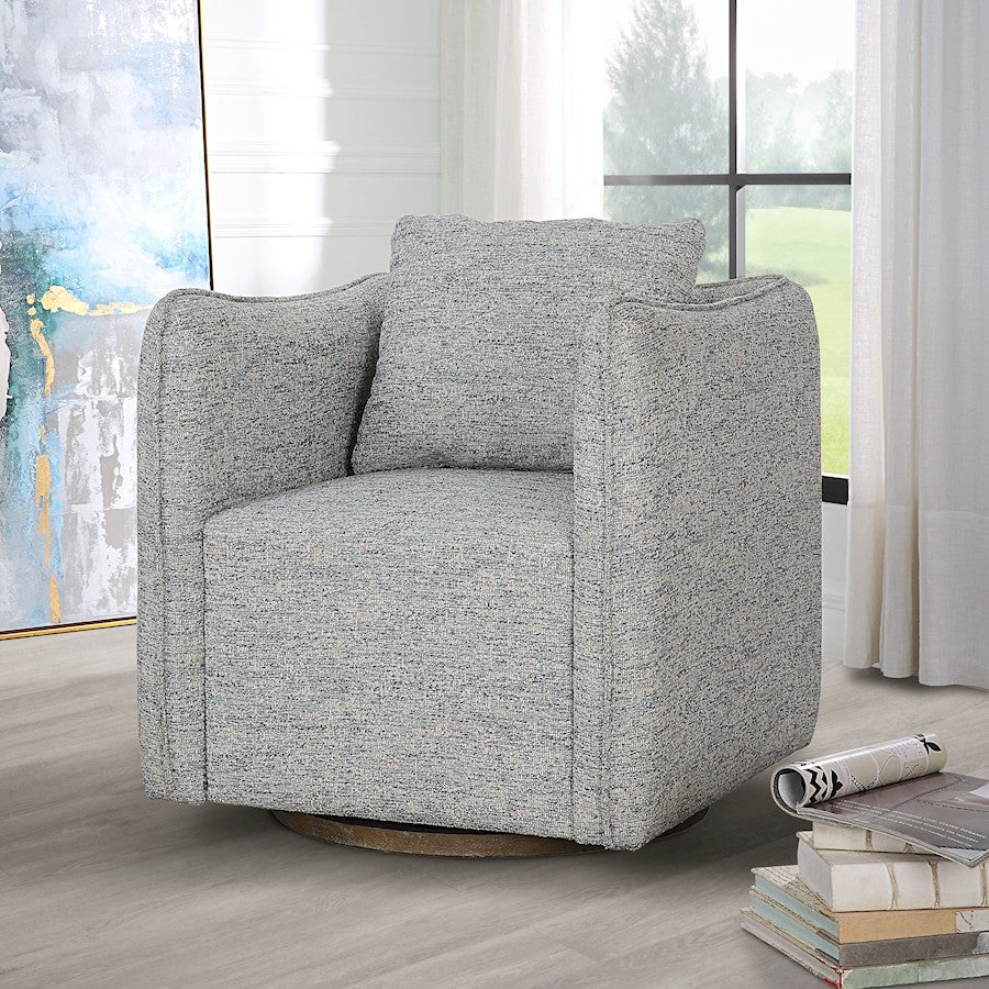 Uttermost Corben Swivel Chair, Weathered Gray/Blue/White - 23820