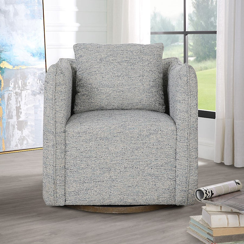 Uttermost Corben Swivel Chair, Weathered Gray/Blue/White