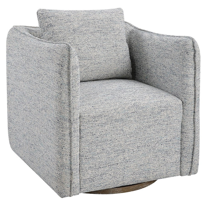 Uttermost Corben Swivel Chair, Weathered Gray/Blue/White