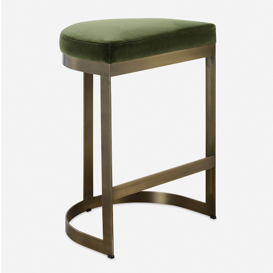 Uttermost Ivanna Moss Counter Stool, Brushed Brass - 23869