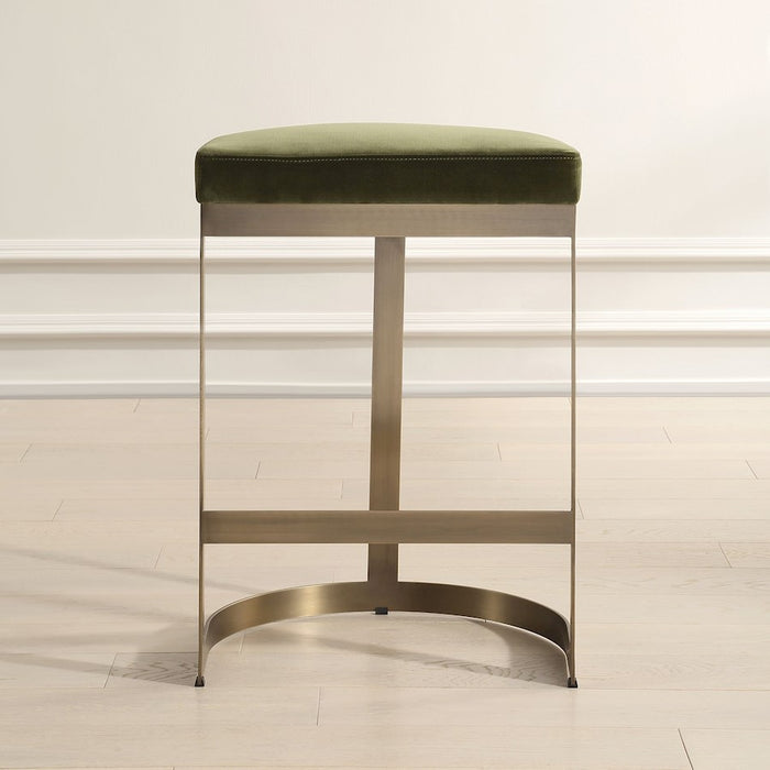 Uttermost Ivanna Moss Counter Stool, Brushed Brass