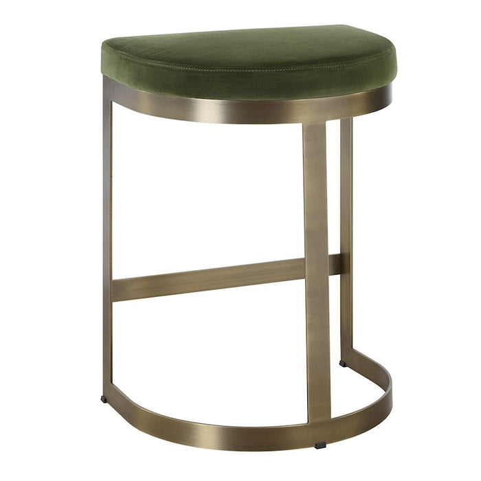 Uttermost Ivanna Moss Counter Stool, Brushed Brass