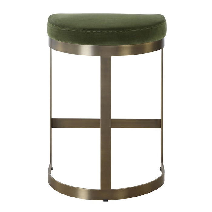 Uttermost Ivanna Moss Counter Stool, Brushed Brass