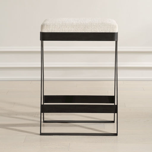 Uttermost Hover Iron Counter Stool, Aged Black