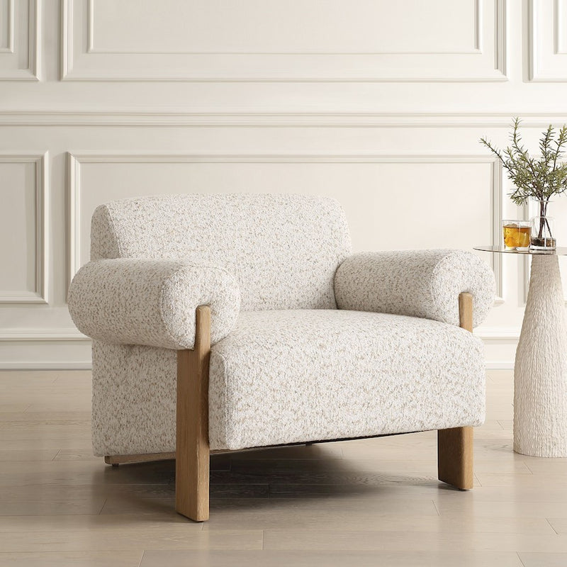 Uttermost Juncture Upholstered Accent Chair,Solid Oak