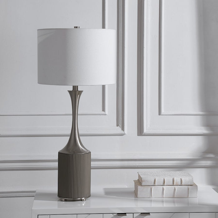 Uttermost Pitman Industrial 1 Light Table Lamp, Brushed Nickel Plated