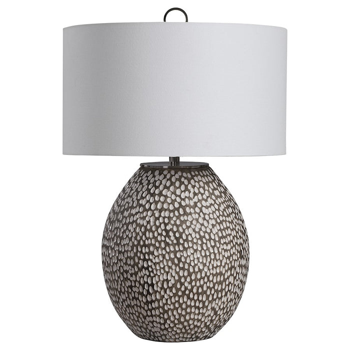 Uttermost Cyprien Grey White 1 Light Table Lamp, Brushed Nickel