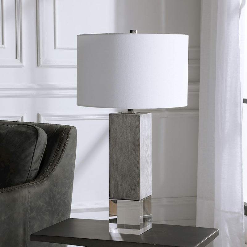 Uttermost Cordata Modern Lodge Table Lamp, Grey/Polished Nickel Plated