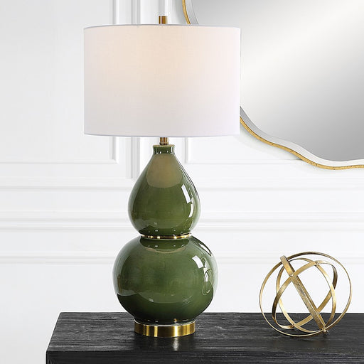 Uttermost Gourd Table Lamp, Green/Brass - 30203-1