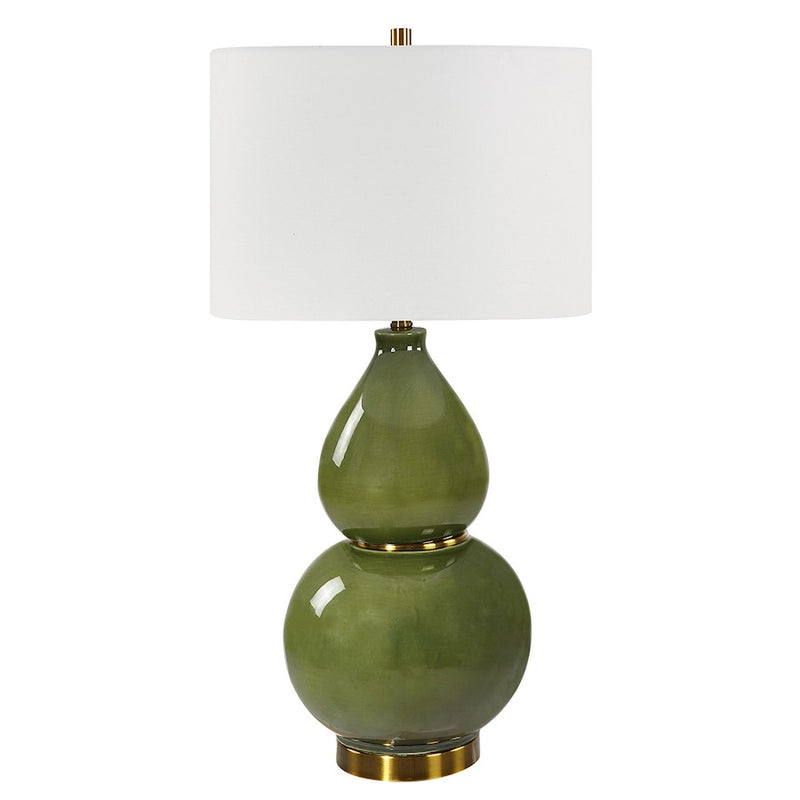 Uttermost Gourd Table Lamp, Green/Brass