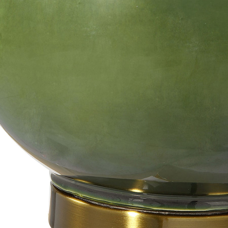 Uttermost Gourd Table Lamp, Green/Brass