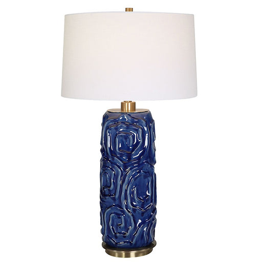 Uttermost Zade Table Lamp, Blue/Brass - 30221-1