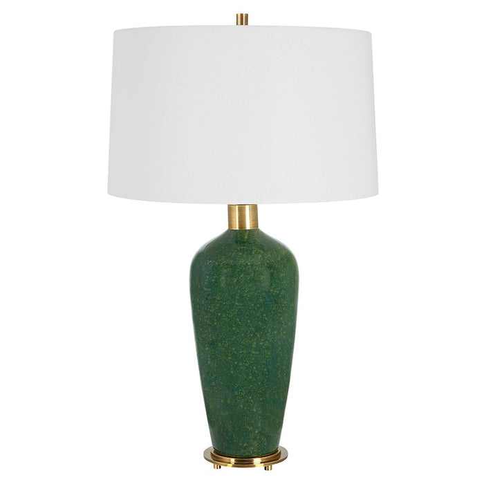 Uttermost Verdell Table Lamp, Dark Mossy Green/Brass