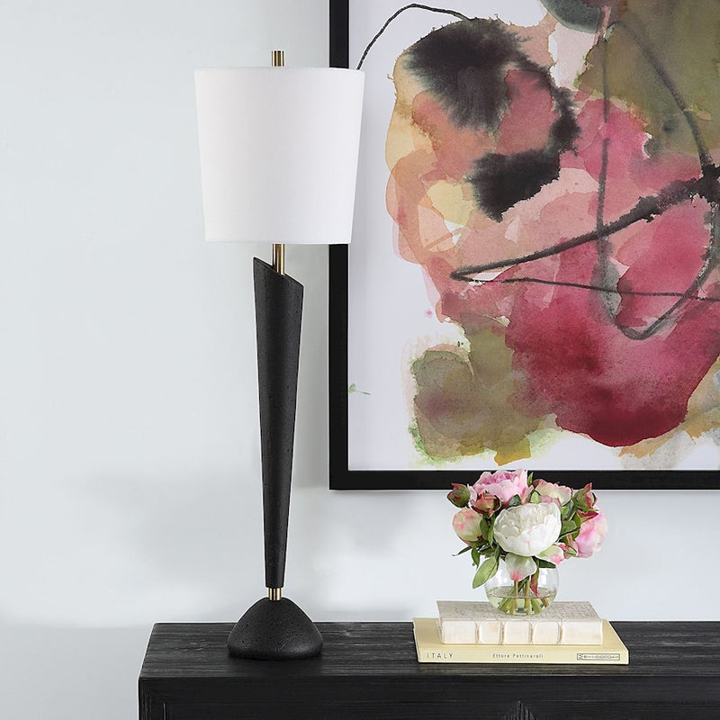 Uttermost Cypher Modern Buffet Lamp, Brass/White