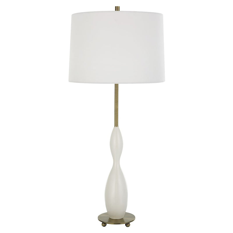 Uttermost Annora Glossy Table Lamp, Glossy White/Brass