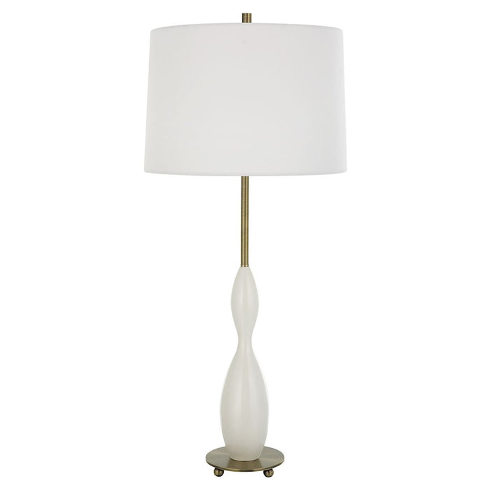 Uttermost Annora Glossy Table Lamp, Glossy White/Brass