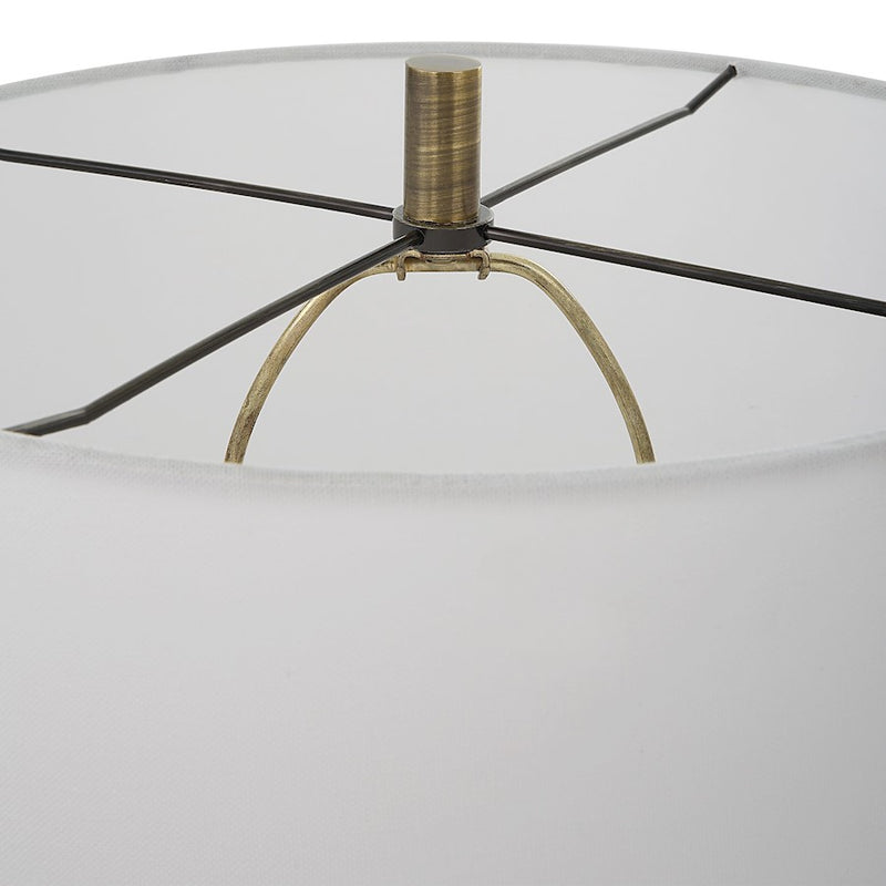 Uttermost Annora Glossy Table Lamp, Glossy White/Brass