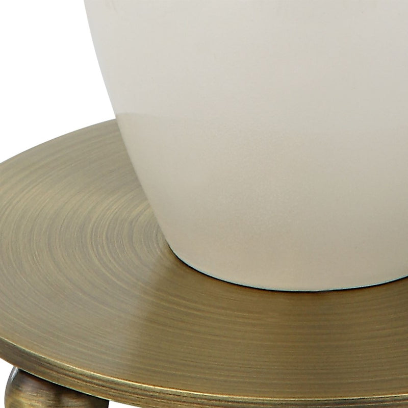 Uttermost Annora Glossy Table Lamp, Glossy White/Brass