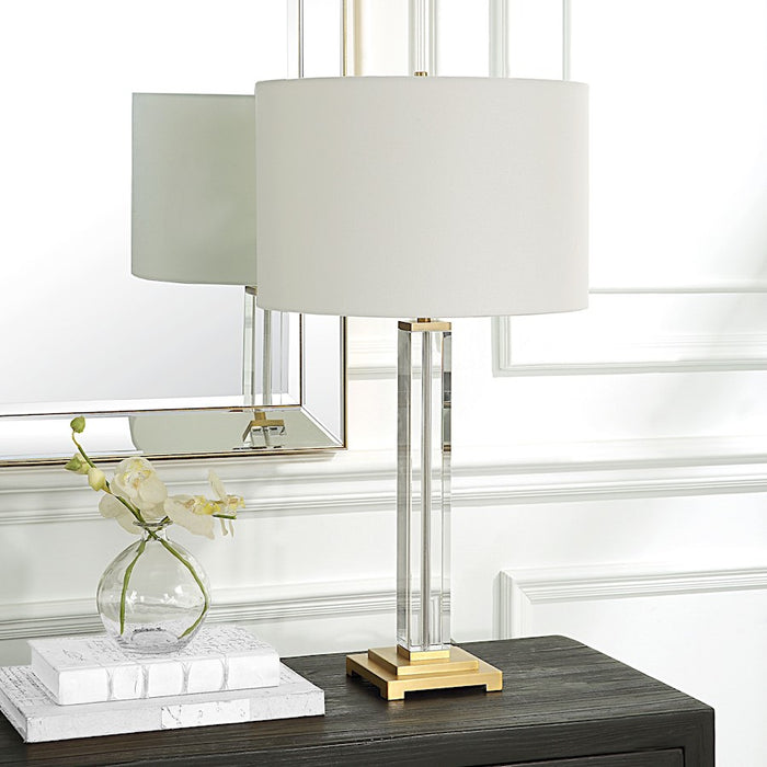 Uttermost Crystal Column Table Lamp, Brass