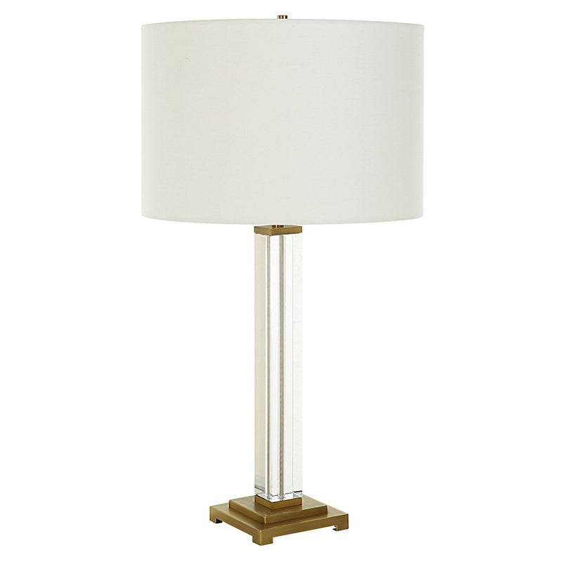 Uttermost Crystal Column Table Lamp, Brass