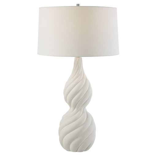 Uttermost Twisted Swirl White Table Lamp, Chalk White/Nickel - 30240